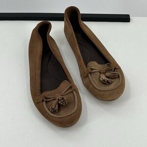Crocs Triple Comfort Brown Suede Tassel Loafers Slip On Flats Womens